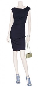 Azzaro Navy Blue Draped Dress with Crystals