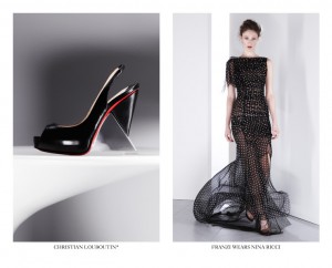 Nina Ricci Draped Silk & Net Gown Nord