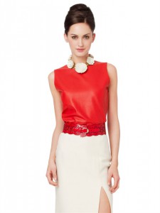 Sleeveless Leather Top  Oscr De La Renta